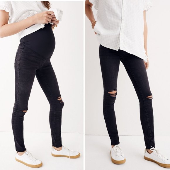 Madewell Maternity Over-the-Belly 2nd 3rd Trimester Skinny Jeans Faded Black 24 - Picture 11 of 12